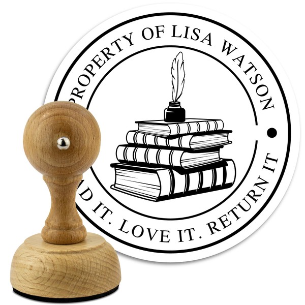 Custom Wood Library Hand Stamp - Style 069 - Great
