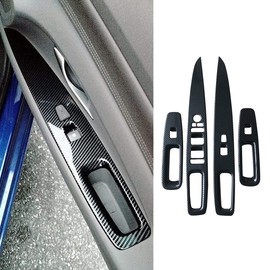 ruihe 4pc Carbon Fiber Color Automobile Door Window Control Panel Cover Trim Fit for Hyundai Elantra N HEV 2021 2022 2023 2024 2025 North American Version