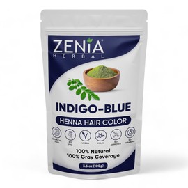 Zenia Natural Henna Hair & Beard Color/Dye | Chemical Free, Ammonia Free, Cruelty-Free, Vegan | Gray Hair Coverage | (3.5oz) 100g (Indigo Blue)