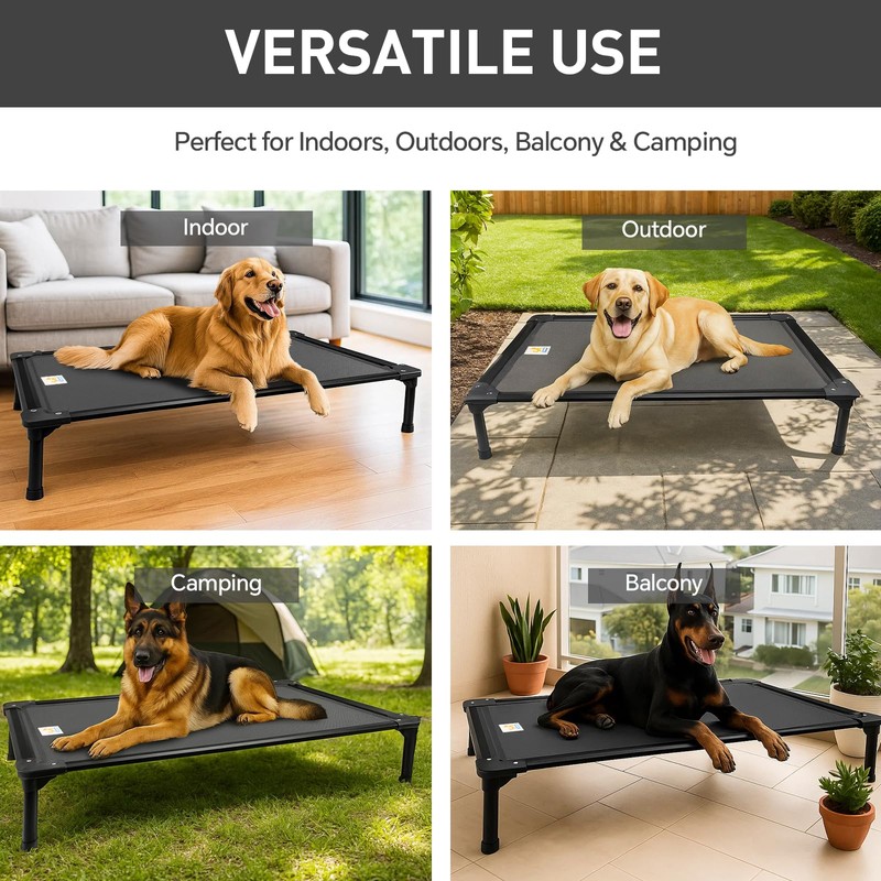 Sytopia 42'' Outdoor Elevated Dog Bed for Large Dogs, Chew-Proof