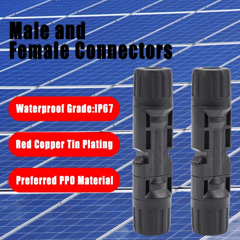 Solar Panel Connector, 5 Pairs of Solar Plugs/Female Connector for