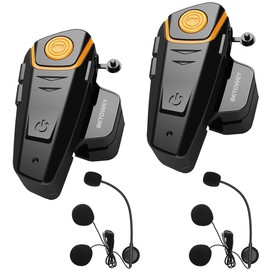 BETOWEY Motorcycle Intercom System for 2, BT-S2 Motorcycle Bluetooth Communication System Intercom Motorcycle Helmet - Pack of 2