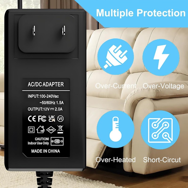 12v 2a Power Supply Replacement Power Cord,for Single Motor Standing