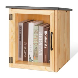 Ozzptuu Outdoor Library Box Literature Exchange Box Outdoor Book Storage Little Wood Cabinet for DIY, Neighborhoods Community and Schools Sharing Books, Literature and Newspapers(13x11x16.5 Inch)