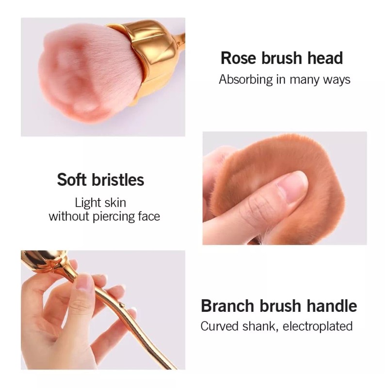 L&T Brocha Para Retiro De Polvo Uña Rubor Flor Rosa