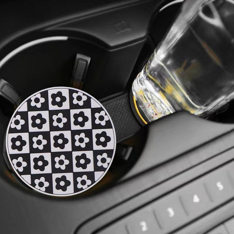 4PCS Car Coasters Flower Pattern Auto Cup Holder Insert Coasters