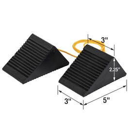 Buyers Products WC35225 Mini Rubber Wheel Chock Set, 5 x 3 x 2.25 Inches, 36 Inch Nylon Rope, Ideal For ATVs , Riding Lawnmowers And Gas-Powered Scooters, Rust And Chemical Proof