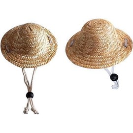 1Pc Novelty Summer Adjustable Pet Dog Outdoor Straw Hat with Neck Strap Adjustable Comfortable Puppy Small Kitty Cat Sunhats Dog Hat, Outdoor Sun Protection Accessories
