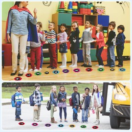 WaaHome Watercolor Dots Number Line Up Spots for Classroom Floor 36pcs Flower-Shape Number Stickers Spots Markers Classroom Line Up Helpers Floor Stickers Decals for Preschool Kindergarten