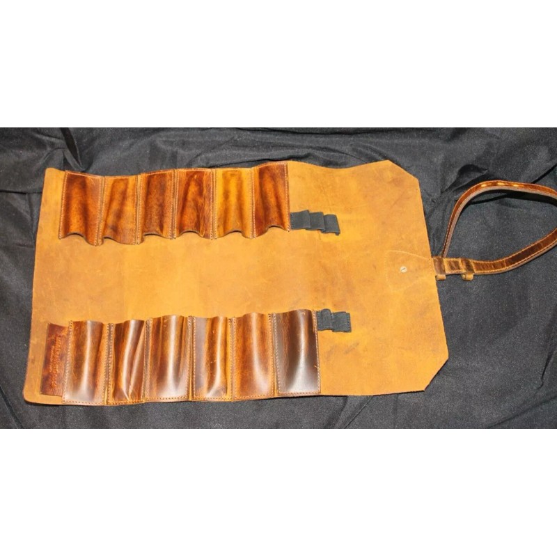 Aaron Leather Goods LEATHER Chef's Knife Roll TAN KR77 Leather