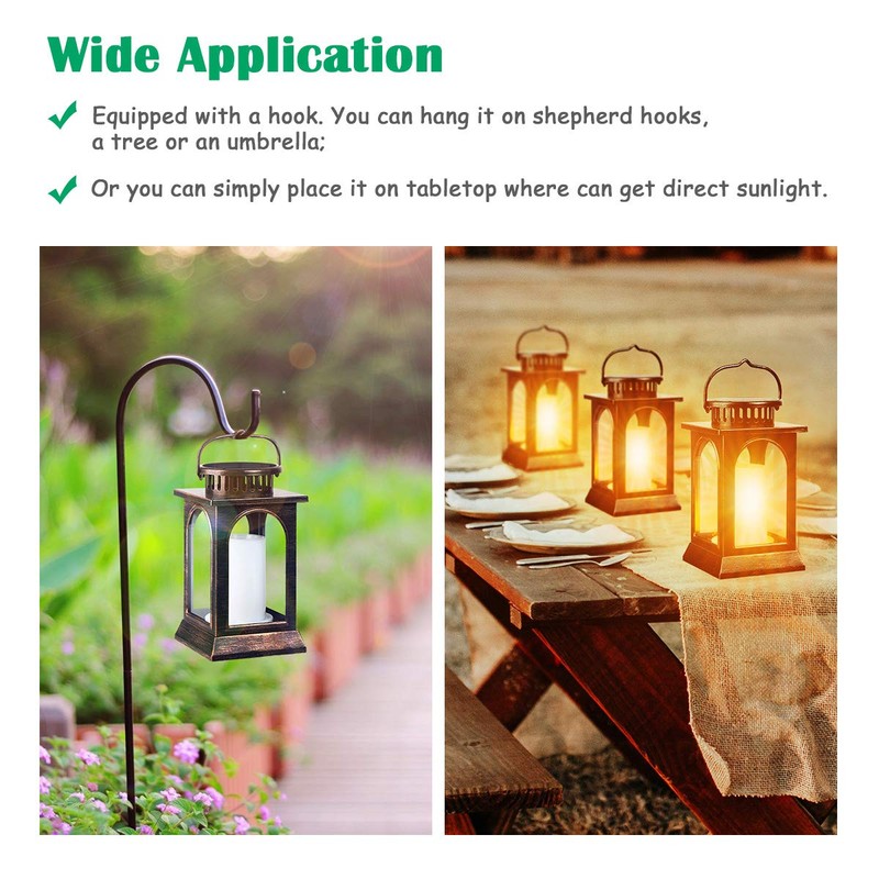 TomCare Solar Lights Flickering Flame Upgraded Metal Solar Lantern Outdoor