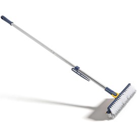 Cepillo para Fregar Pisos 2 en 1, Cepillo para Lechada de Mango Largo con Cabezal Giratorio de 180 Grados y Cerdas Rígidas, para Limpiar Azulejos de Cocina y Baño (Azul Profundo)