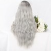 Darklove Peluca Larga De Mujer Color Gris Degradado Pelo Ola