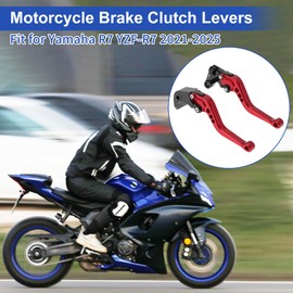INFINAUTO Motorcycle Short Brake Clutch Lever for Yamaha R7 YZF-R7 2021-2024 2025 Aluminum Alloy Solid Red Motorbike Handlebar Brake Lever