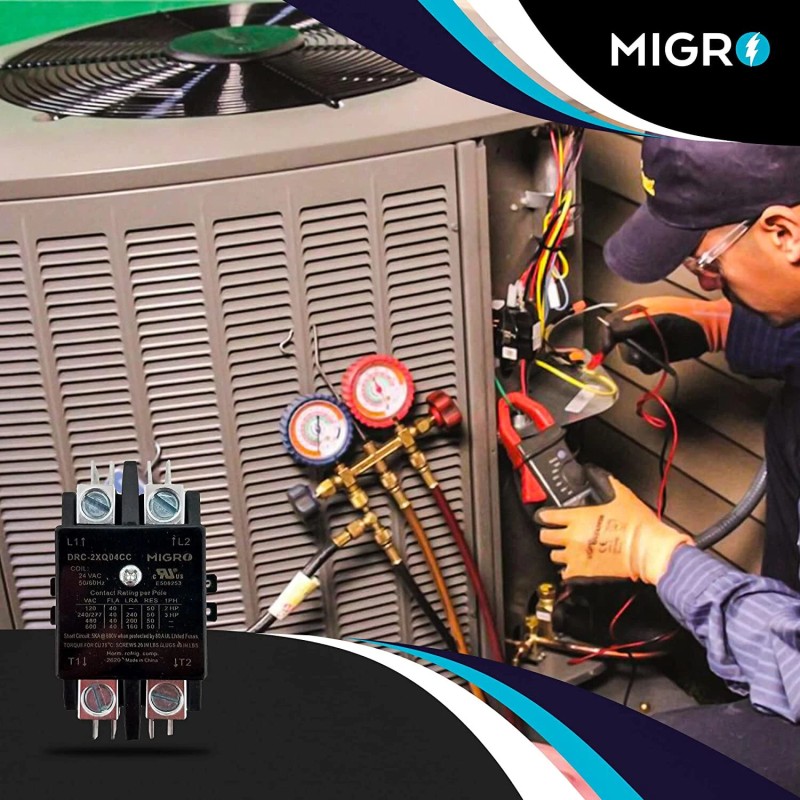 Migro Dp Contactor 2 Pole 40 Amp 24V Coil HVAC