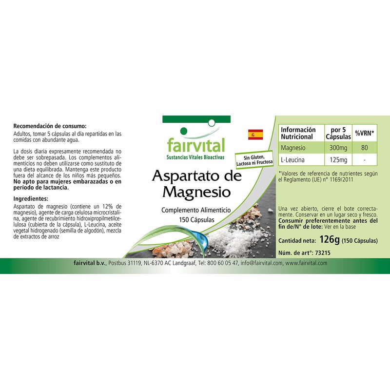 Fairvital | Magnesiumaspartat Kapseln - VEGAN - 150 Kapseln -