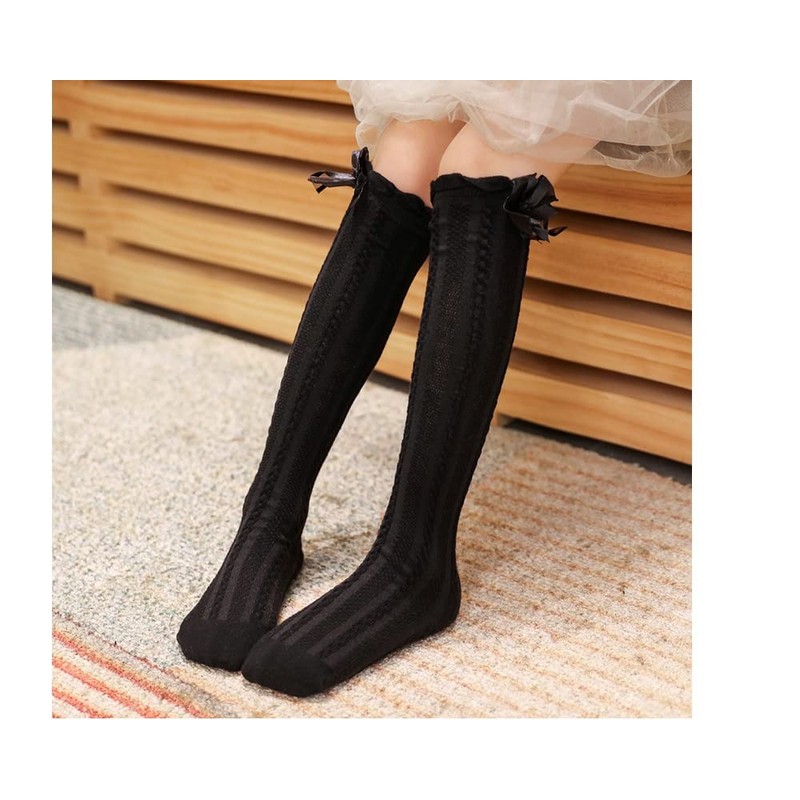ZGKULAEAOW Girls' Socks, Elegant Design High Socks, 2-Pair Set, Lace