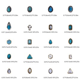 50uds Dijes de Uñas Turquesas, Colgantes Vintage Huecos 3D Arte Occidental DIY Accesorios Uñas de Piedras Preciosas Azules para Manicura Funda Teléfono y Decoración