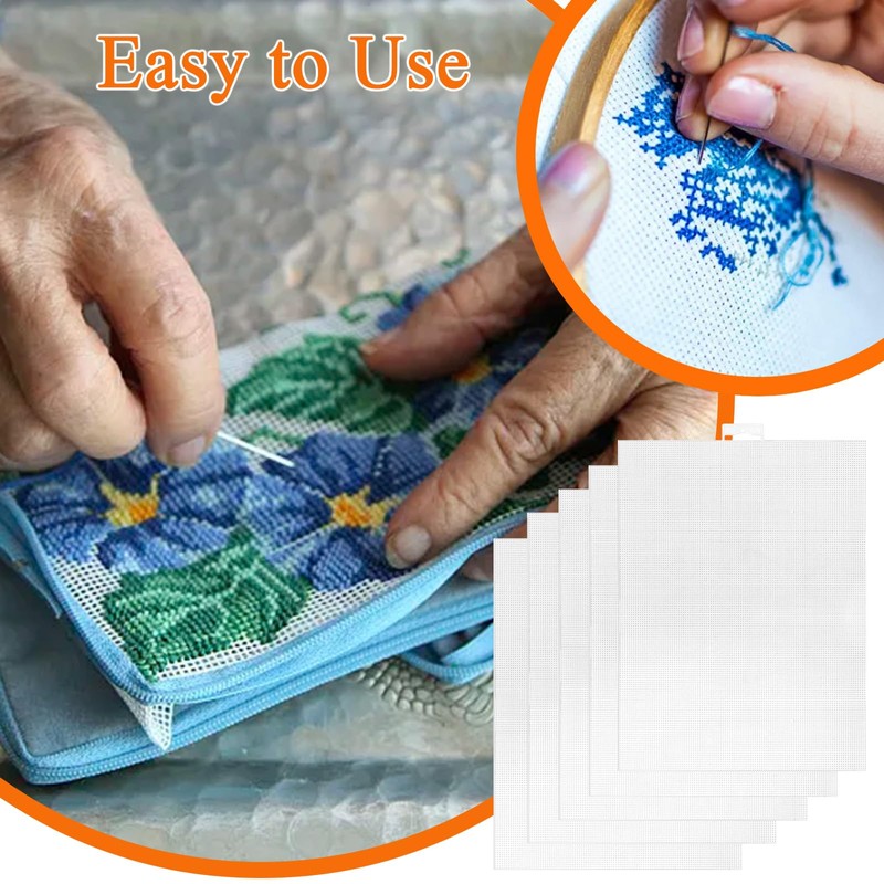 White Mesh Plastic Canvas Sheet, 5 PCS 14 Count Flexible