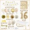 16th Birthday Decorations for Girls, Boho Sand White Gold Balloons,