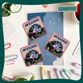 LEMEPINZ Awesome Possum Patch, Size 3 Inches Iron On Funny Possum Embroidery Patches for Hats Clothes Backpacks Jeans, DIY Sew On Patches, Animal Lover Patches, Fabic Patches, Funny Gift for Boy Girl