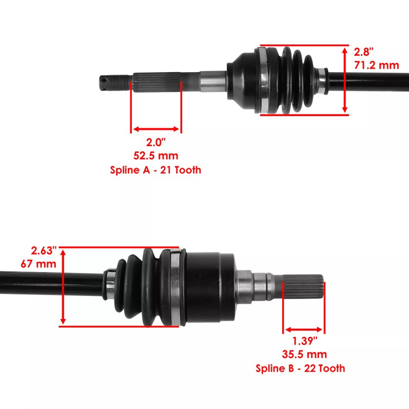 Caltric Front Left Right CV Joint Axles for Kubota RTV900