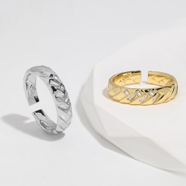 Meissa Gold Statement Daumenring für Damen, Chunky Breites Band Modering Zeigefingerring Sterling Silber Handgefertigte Größenverstellbare Ringe， Silber