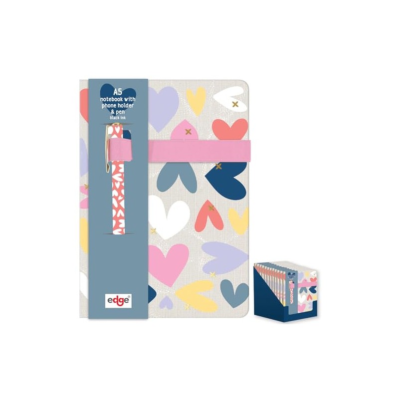 A5 Notebook & Pen Set Grey Hardcover X My Heart
