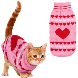 ACTOYS Jumper for Cats, Warm Cat Jumper, Cat Sweater for Cats, Cat Clothes Cute, Pink Cat Jumper for Cats Sweater, Cat Clothing, Winter, Pet Jumper Cat, Love (M)
