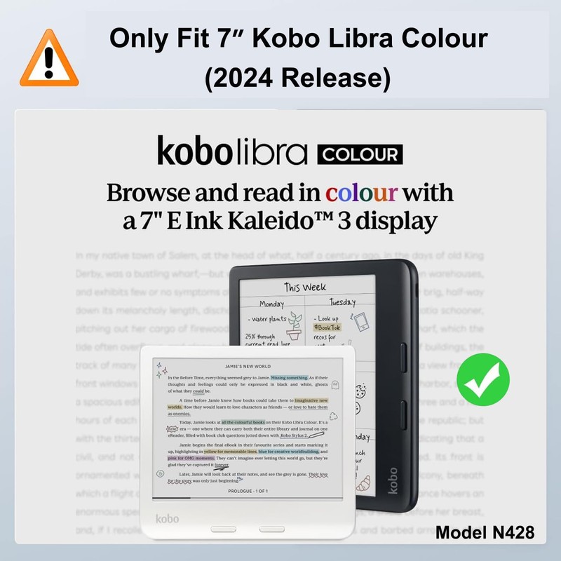 RSAquar Funda Transparente para el Kobo Libra Colour (Model: N428,