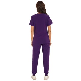 COZYFIT Scrubs for Women - V-Neck Top & Cargo Pants Scrubs Set with 10 Pockets - Purple, M