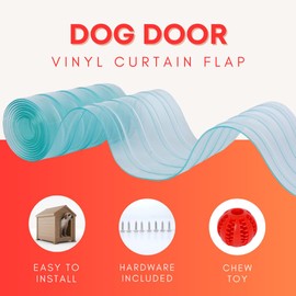 RIMCROW Dog Door Replacement Vinyl Flaps for Doggy Door- DIY Pet Shelter XL Plastic Strips - for Dog Houses, Kennels, Pet Doors, Chicken Coop - Complete with Hardware and Treat Chew Toy