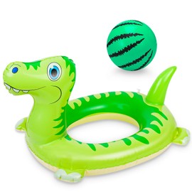 taonganui Dinosaur Inflatable Swimming Hoop Children with Water Ball Inflatable Swimming Ring Children's Toy Swimming Animal Swimming Hoop for Boys, Children