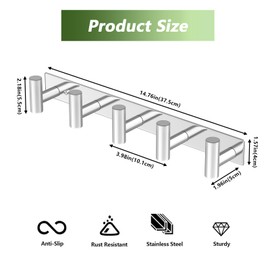 VINHOLD Wall Mounted Coat Rack-5 Hooks, Heavy Duty Stainless Steel Hook Rail for Towel Coat Hat Purse Bag Jacket, Towel Hooks for Entryway Bathroom Kitchen (Glossy 5 Hooks - 1 Pack)