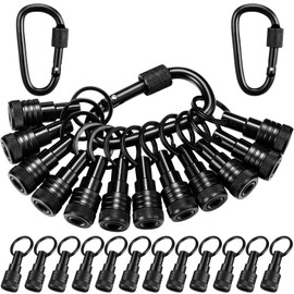 Threlaco 12 Pcs Upgraded Drill Bit Holder Keychain 1/4 Inch Bit Holder Hex Shank Screwdriver Light-weight Quick-release Extension Bar Keychain Screw Adapter with Buckles for Tool Men Gifts (Black)