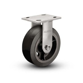 Albion 16MR06201R 6" Diameter Moldon Rubber on Cast Iron Wheel Medium Heavy Duty Rigid Caster, Roller Bearing, 4-1/2" Length x 4" Width Base Plate, 500 lb. Capacity