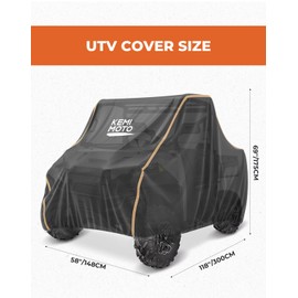 KEMIMOTO UTV Cover, All-Weather Protection UTV Cover Two Seater Compatible with Polaris Ranger 570 500 CFMOTO Zforce 800 2-3 Seaters 118" x 69" x 58"