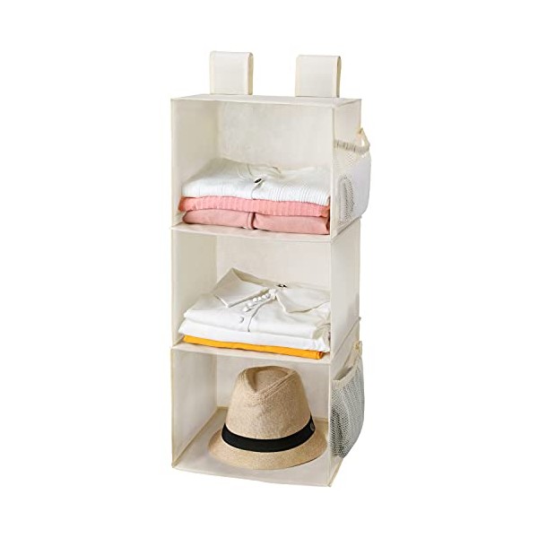 3-Shelf Hanging Closet Organizer, Hanging Sweater Organizer, Foldable Hanging Shelves