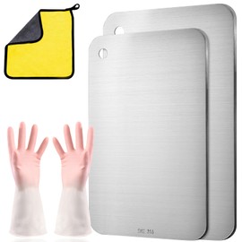 Titan S316Ti Chopping Board Titanium Cutting Board Stainless Steel Cutting Board for Meat and Fruit (29 x 20 cm)