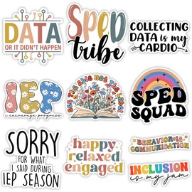 SODAVA [10Pcs, 3"x3"] SPED Teacher Stickers, Special Education IEP Inclusion Stickers for Laptop Water Bottle Notebook – Motivational Vinyl Decals for Teachers Educators Therapists Classroom Decor