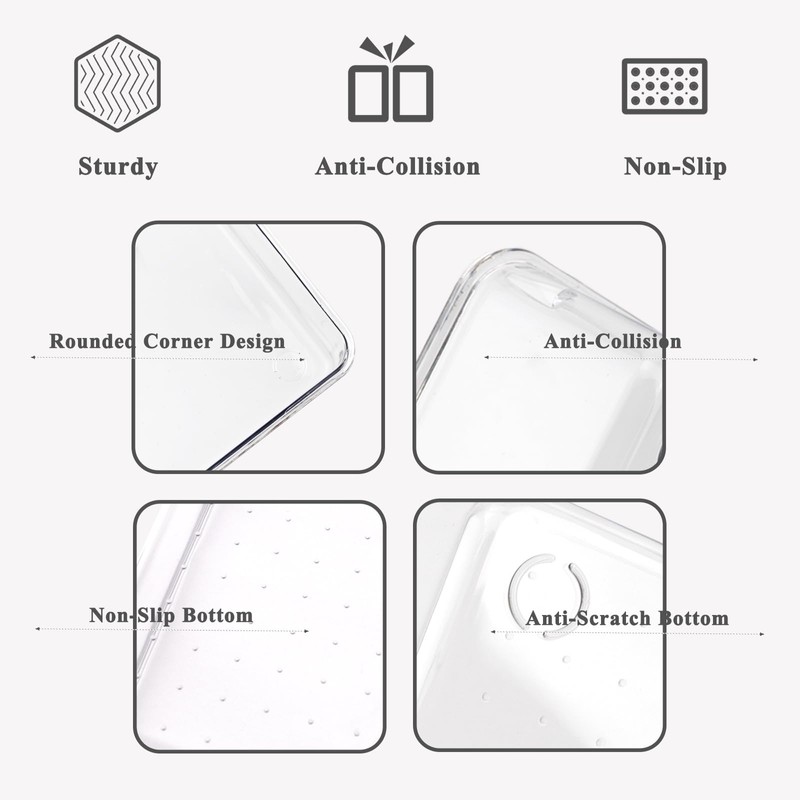 6 Pack Drawer Organiser, Versatile Clear Drawer Storage Trays with