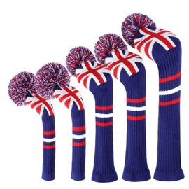 Scott Edward Knitting Golf Club Headcovers, Set of 5 Golf Club Headgear Driver Wood 1 Fairway Wood 2 and Hybrid Wood 2 with Rotating Club Number Tags