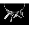 Hair Stylist Scissors Blow Dryer Comb Silver Expandable Charm Bracelet