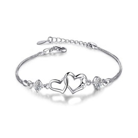 TOZBLEU Women's Silver Infinity Bracelets - Infinity Bracelet Infinity Love Symbol Heart Zirconia Bracelets Adjustable Charm Bracelet for Women and Girls (A)