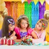 BlingABC 2Pack Rainbow Foil Fringe Curtains Backdrop, 6.6x6.6ft Tinsel Metallic