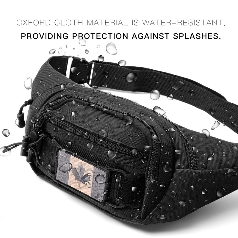 Tactical Fanny Pack with A Free Flag Patch, Multi-Layer Waterproof