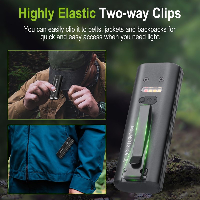 HOSONIC D12 Rechargeable EDC Flashlight, Small Flat Flashlights Powerful with
