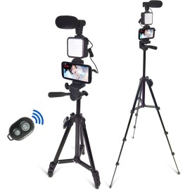 No Brand Smartphone Video Kit, Vlogging Kit, Youtuber Kit, with Microphone Light Tripod