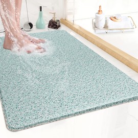 Loofah Shower Mat, Non Slip Bath Mat, Shower Stall Mats for Walk-in Shower, 24 x 16 Inch Shower Floor Mat with Drain, Bath Mats for Showers Bathroom, Tub, Seniors
