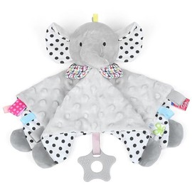 Manta de Apego para Bebé con Sonajas y Mordedera, Peluches para Bebe - Súper Suave con Sonidos, Ejercicios de Agarre y Audiovisuales, Apto para Bebés 
